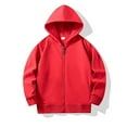 thumbnail image 1 of Girls' Boys' Lounge Hooded Sweatshirt Long Sleeve Solid Hoodies Jackets Zipped Casual Coats Spring Trendy Warm Top Red, 7-8Y, 1 of 5