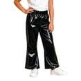 thumbnail image 1 of Girls Boys Metallic Hip Hop Pants Shiny Sequin Sparkly Elastic Waist Loose Dance Trousers for Performances and Casual Black 14-15Years, 1 of 5