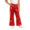 thumbnail image 1 of Girls Boys Metallic Hip Hop Pants Shiny Sequin Sparkly Elastic Waist Loose Dance Trousers for Performances and Casual Red 9-10Years, 1 of 5
