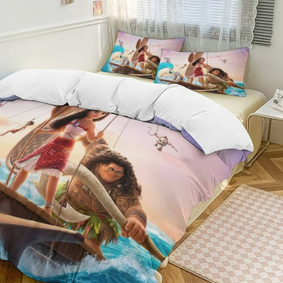 Girls Boys Moana Comforter Cover Set 3 Piece Bed in A Bag 3D Colorful Bedding Set for Kids Adults Bedroom Bed Decor Duvet Set Cover(1 Comforter,2 Pillowcases)Moana-79"x90"
