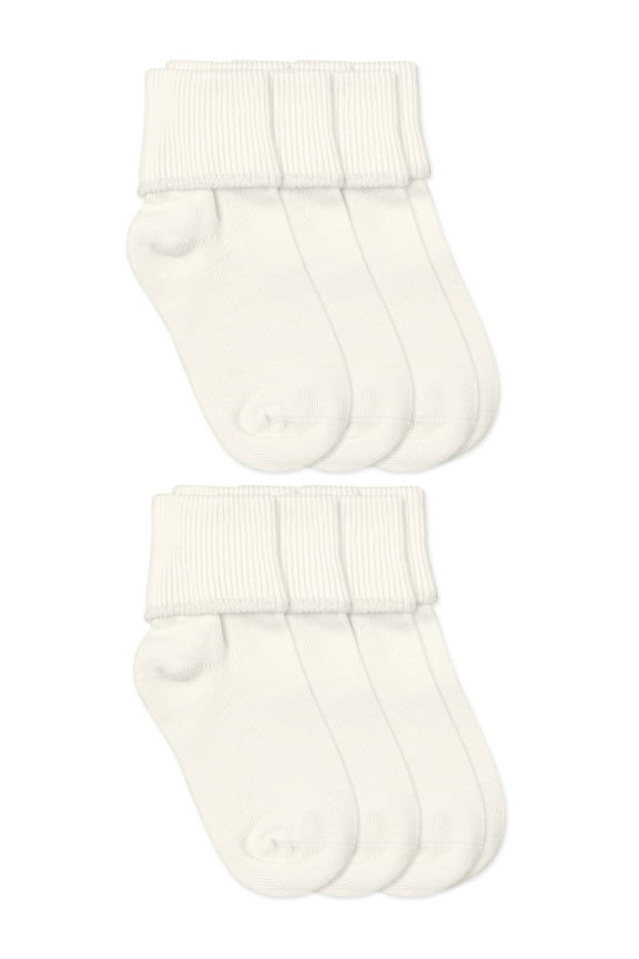 Girls Boys Organic Cotton Seamless School Turn Cuff Ankle 6 Pair Pack