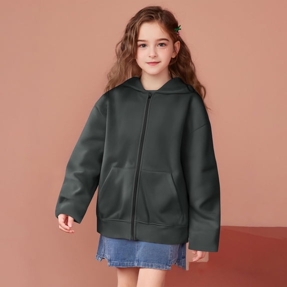 Girls Boys Oversized Zip Up Hoodie Long Sleeve Sweatshirt with Pockets Trendy Casual Hooded Jacket for Kids