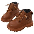 thumbnail image 1 of Girls Boys PU Leather Ankle Boots Lace Up Waterproof Combat Shoes for Toddler/Little Kid, 1 of 10