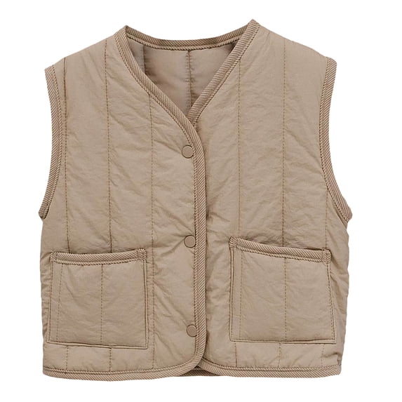 Girls Boys Padded Coat Puffer Vest Stand Collar Sleeveless Jacket Outerwear