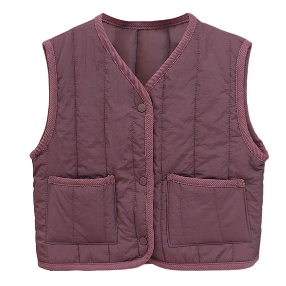 Girls Boys Padded Coat Puffer Vest Stand Collar Sleeveless Jacket Outerwear