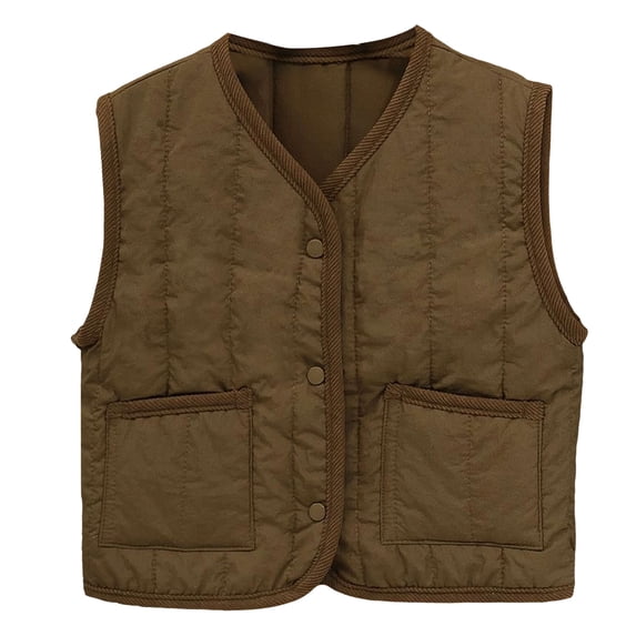 Girls Boys Padded Coat Puffer Vest Stand Collar Sleeveless Jacket Outerwear
