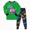 thumbnail image 1 of Girls and Boys Pajama Set Long Sleeve Kids Casual Cute Pattern Sets Kids Sleepwear 6-12 Months 12-24 Months 2T 3T 4T 5T 6T 7T Children Green,5-6 Years, 1 of 5