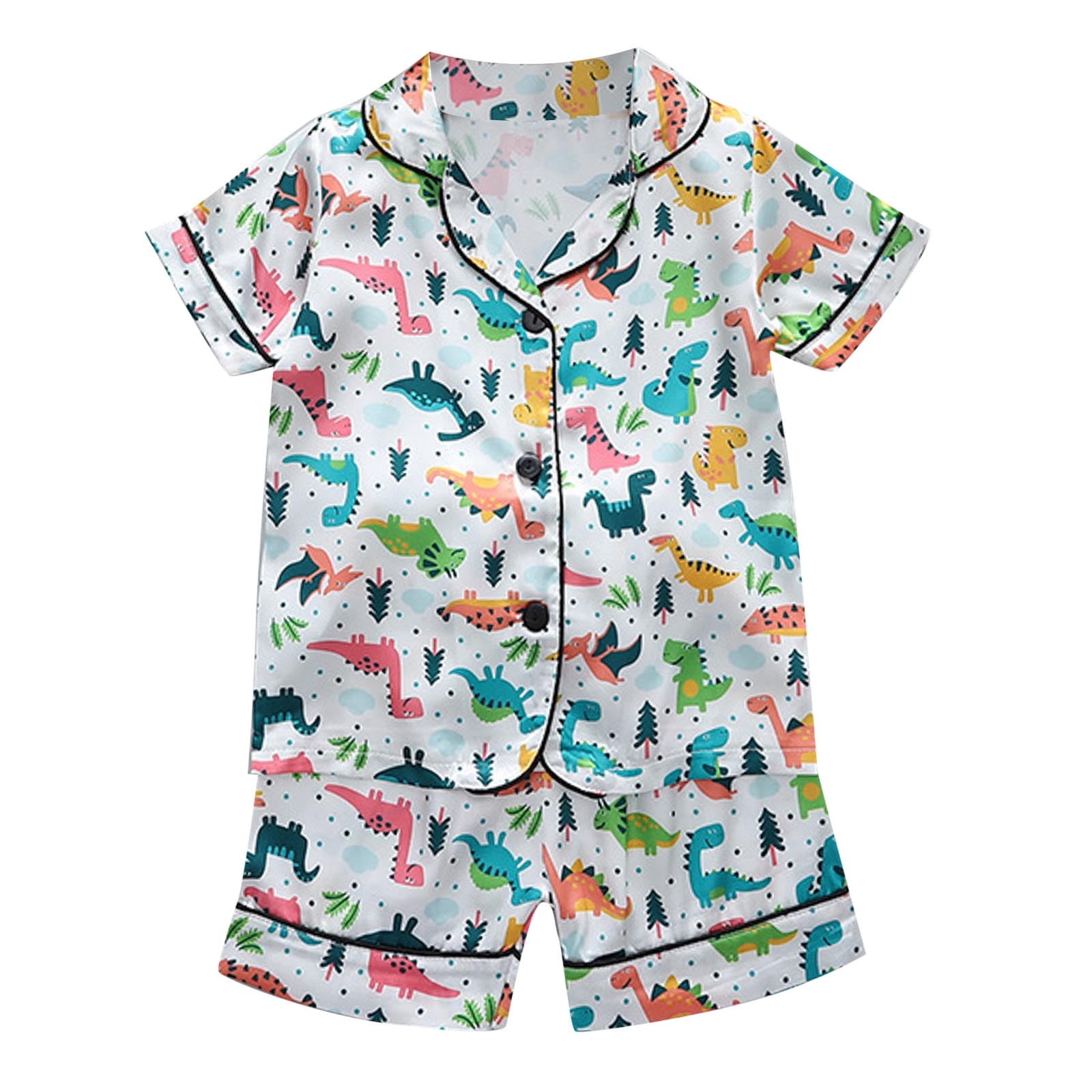 Girls Boys Pajamas Shorts Set Spring Summer Cartoon Print Short Sleeve