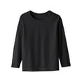 thumbnail image 1 of Girls Boys Plain Tops Long Sleeve Basic Stretch Round Neck T-Shirt School Tee Top Black 14-15 Years, 1 of 6