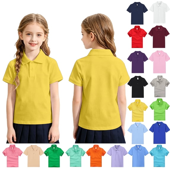 Girls Boys Polo Shirts Kids Size 4-5 Back To School Casual School Uniform for Boys Comfortable Lapel Collar Short Sleeve Boys Fashion Pique Polo Shirt Yellow