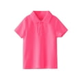 thumbnail image 1 of Girls Boys Comfys Shirt Short Sleeve 2 Buttons Collared Tops Solid Color Quick Dry Lightweight Summer Tshirts (4 Years, Hot Pink), 1 of 6