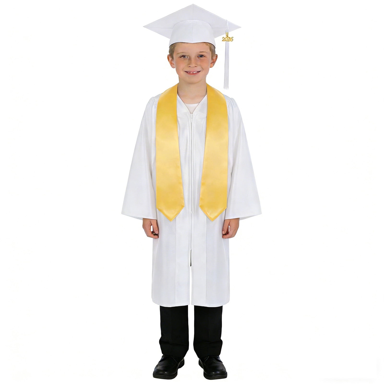 Girls Boys Preschool Graduation Cap and Gown with Gold Stole for Kids ...
