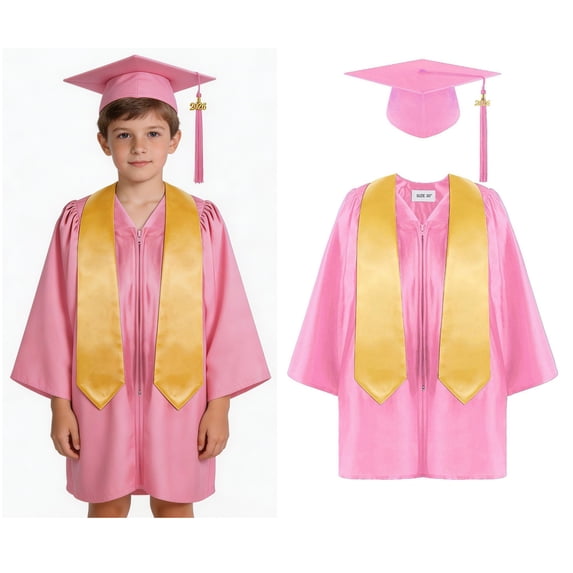 Girls Boys Primary School Graduation Cap and Gown Set Pink Cap and Gown Set Class Of 2026 6-7 Years