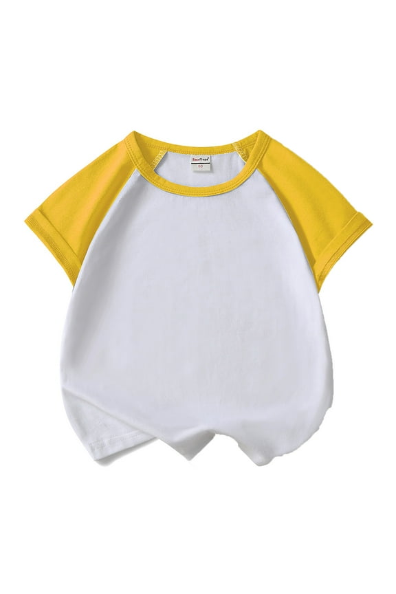 Girls Boys Raglan Shirt Baseball Tee – Cotton Short or Long Sleeve Solid Color T-Shirt for Toddler and Baby