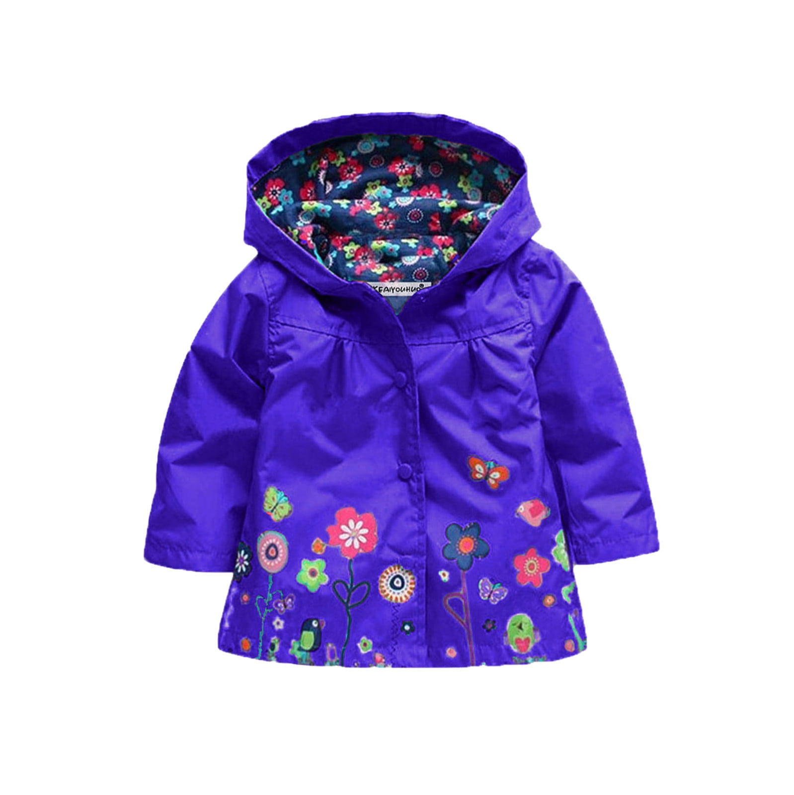 Girls Boys Raincoats Waterproof Windproof Hooded Long Sleeve Pockets