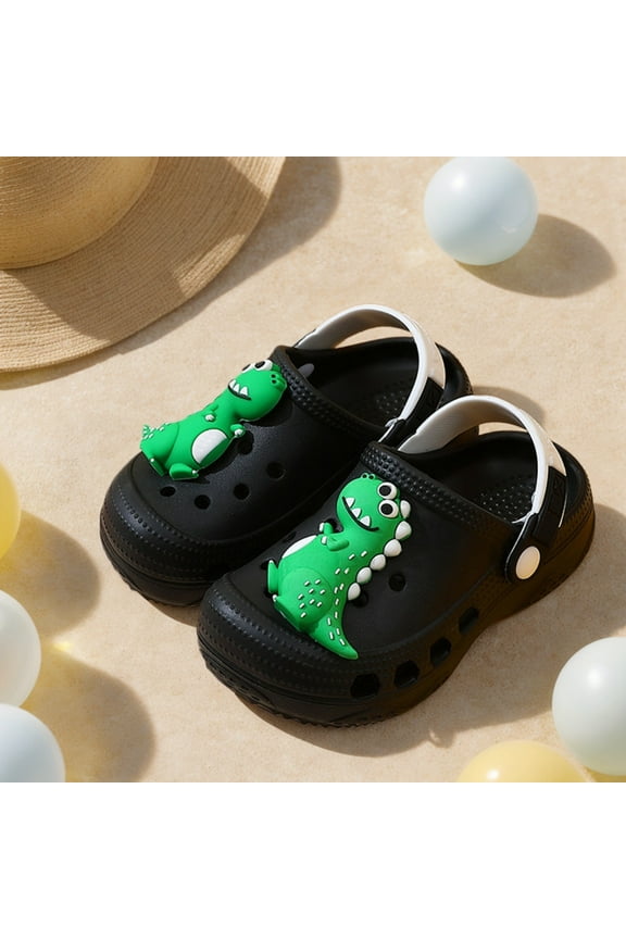 Girls Boys Sandals Clogs Anti- Sandals Summer Slippers With Animal Pattern Black 5.5 -6