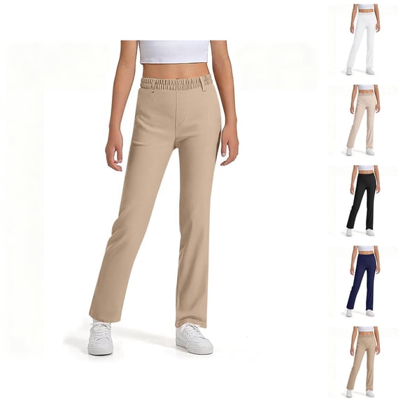 Girls Boys School Uniform Pants 2026 Trendy Straight Leg High Stretchy Dress Pants with Pockets