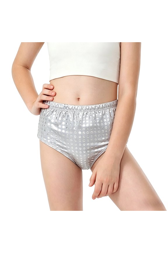Girls Boys Sequin Dance Shorts Sparkling Polka Dot Performance Stretchy Stage Wear 3-17 Years