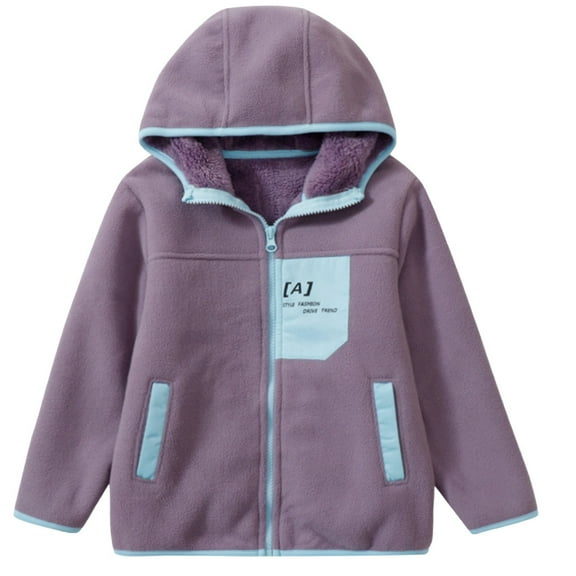 Girls Boys Sherpa Coat Kids Hooded Soft Lightweight with Front Pockets Children Youth Casual Warm Zippered Outerwear Jacket 15-16 Years