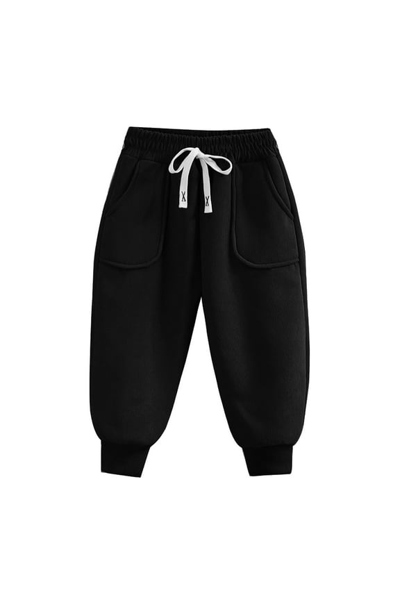 Girls Boys Sherpa Fleece Lined Joggers Sweatpants Winter Warm Elastic Waist Jogger Pants Casual Loose Corduroy Pant with Pockets