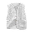 thumbnail image 1 of Girls' Boys Sherpa Fleece Vest Outwear Lightweight Solid Color Cute Jacket with Pockets 5-13 Years White, 1 of 6