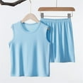 thumbnail image 1 of Girls Boys Short Sets Kids Teen Cotton Summer 2 Piece Outfits Sleeveless T Shirts and Shorts Loose Clothing Sets 2-16, 1 of 3