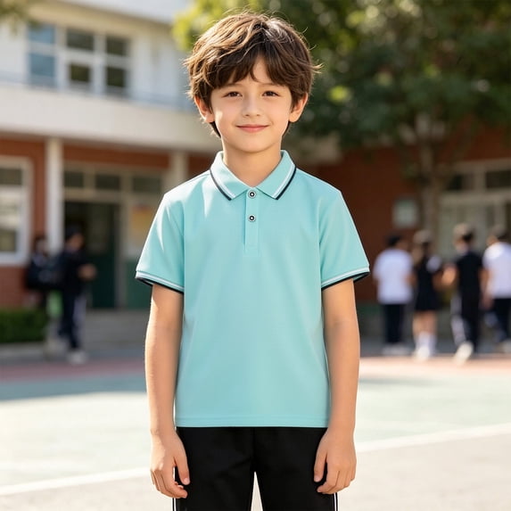 Girls Boys Short Sleeve Polo Shirt School Uniform Tops Button Down Mint Green Kids Breathable Cute Summer Collared Golf Shirt 4T