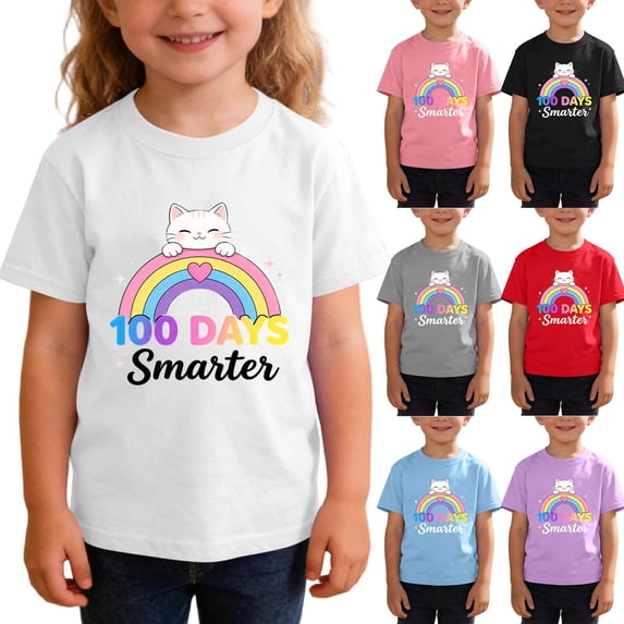 Girls Boys Short Sleeve T Shirts Kids Summer Tops Crewneck Basic Graphic Tees 5-14 Years Blue 7-8 Years