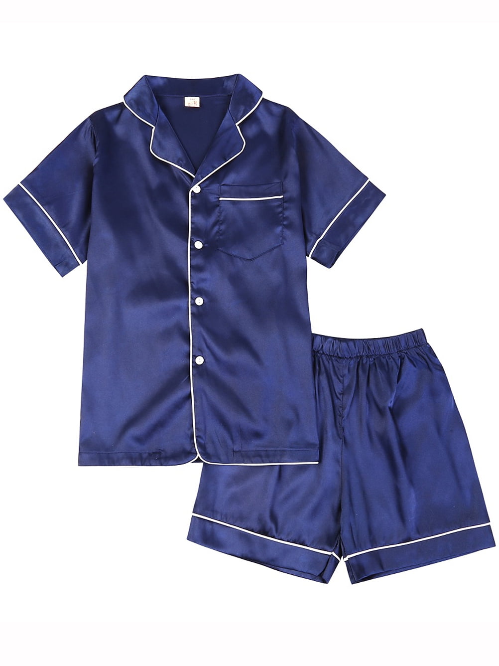 Girls Boys Silk Satin Pajamas Pyjamas Pjs Kids Child Top Shirt + Pants ...
