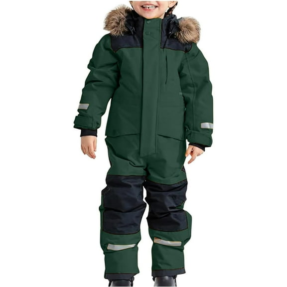 Girls Boys Ski Suit 1 Piece Jumpsuit Snowsuit With Removable Hood Mud Suit Children Kids Winter Snow Overall Windproof 14 Years-15 Years