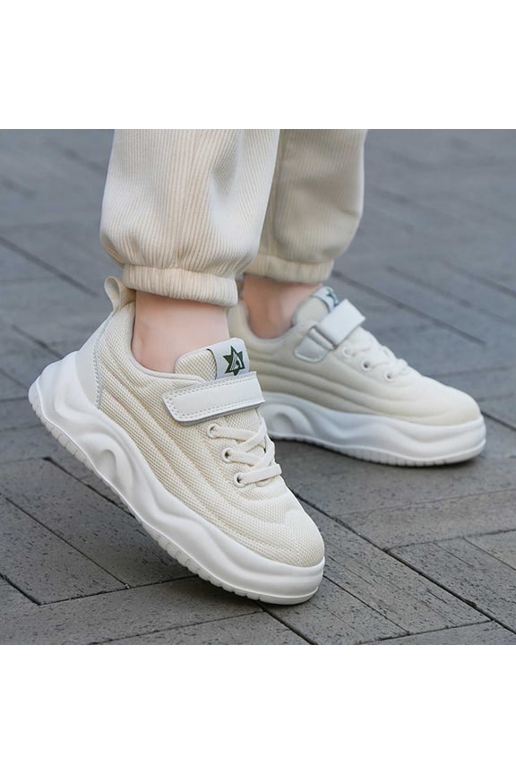 Girls Boys Sneakers Girls Sneakers Lightweight Breathable School Shoes For Kid Jogger Running Shoes Beige 9-9.5 Years