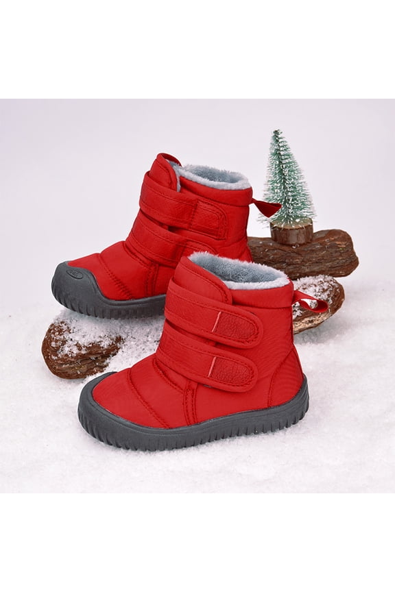 Girls Boys Snow Boots Winter Outdoor Waterproof Resistant Cold Weather Shoes Red 2 Y-2.5 Y