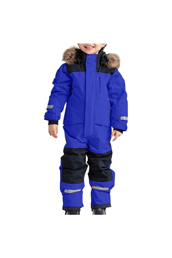 Girls Boys Snow Suit For Kids One Piece Snowsuit Ski Suit Thermal Overall Winter Warm Windproof Suit with Removable Hood Mud Suit Softshell Suit Outerwear Jacket Coat 10-11 Years