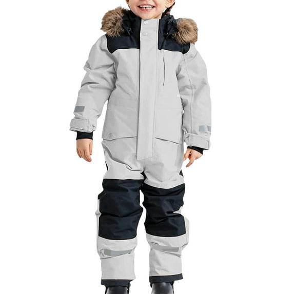 GEMYSE Eendelig skipak voor kinderen, jumpsuits sneeuwpakken voor jongens en meisjes, Zwart, 104-110
