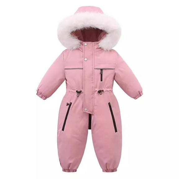 Girls Boys Snowsuits Overalls Ski Suits Hooded Jumpsuit Coat Thick Warm Winter Snow Suits Outfits for Toddler Kids 4-5 Years