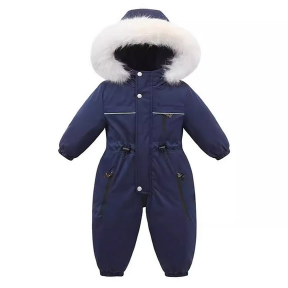 Girls Boys Snowsuits Overalls Ski Suits Jumpsuit Hooded Jacket Coat Thicken Warm Fall Winter Clothes for Baby Toddler 6-12 Months