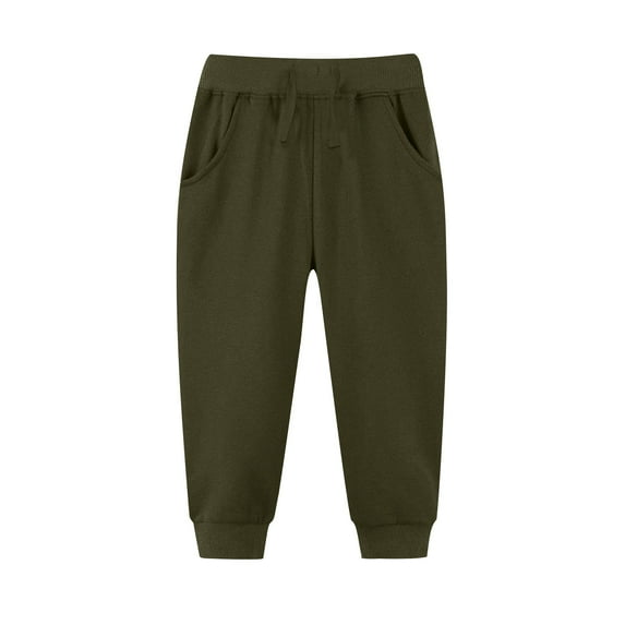 Girls Boys Sports Sweatpants Children's Solid Color Elastic Waist Sports Jogging Trousers Outdoor Running Hiking Workout Straight Pant Army Green 3 Years
