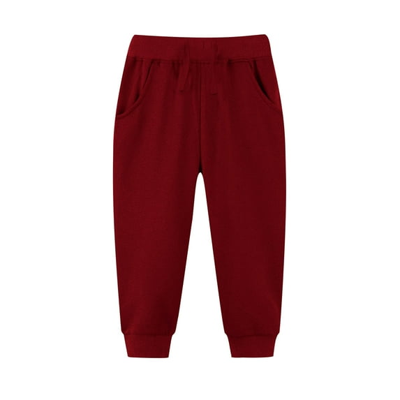 Girls Boys Sports Sweatpants Children's Solid Color Elastic Waist Sports Jogging Trousers Outdoor Running Hiking Workout Straight Pant Red 6 Years