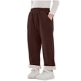 thumbnail image 1 of Girls Boys Sports Sweatpants Children's Velvet Lined Elastic Waist Sports Jogging Trousers Outdoor Running Hiking Workout Straight Pant Coffee 9 Years, 1 of 5