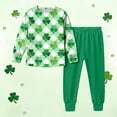 thumbnail image 1 of Girls Boys St. Patrick's Day Outfits 2PC Comfy Casual Printed Long Sleeve Pullover Tops with Pants Sets Green 12 7-8 Years, 1 of 8