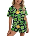 thumbnail image 1 of Girls Boys St. Patrick's Day Outfits 2PC Comfy Casual Printed Short Sleeve V Neck Pullover Top with Shorts Sets with Pockets Navy 15-16 Years, 1 of 7