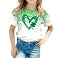 thumbnail image 1 of Girls Boys St. Patrick's Day T-Shirt Clover Shamrock Printing Round Neck Short Sleeve Shirts For Kids Unisex Irish Graphic Tees Green 10-11 Years, 1 of 4