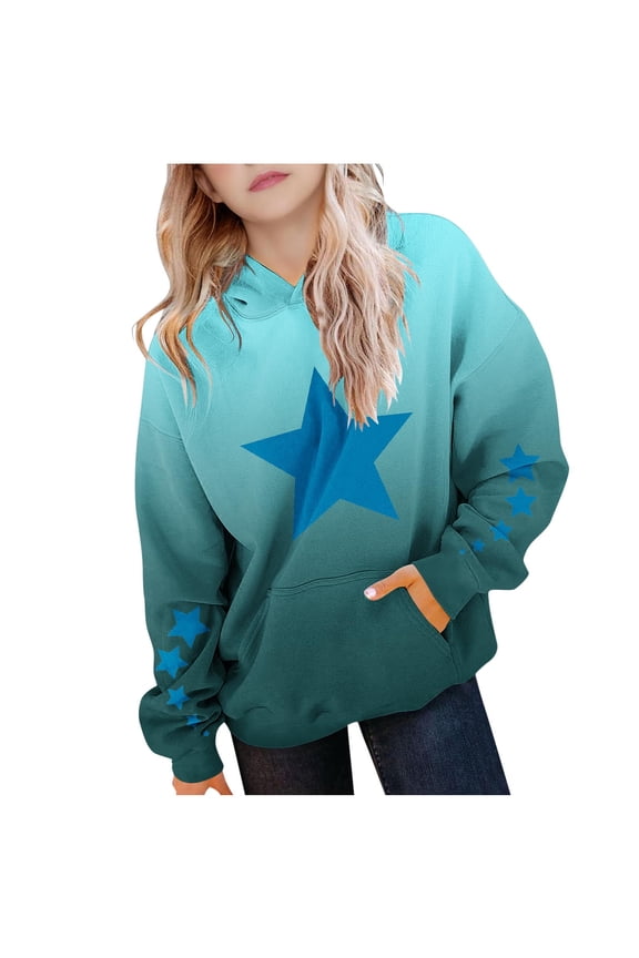 Girls Boys Star Printed Sweatshirt Tie Dye Pullover Shirt Fleece Hooded Jumper PE School Warm Coats Long Sleeve Top New Casual Fashion for Childrens Unisex Mint Green 7-8 Years