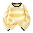 thumbnail image 1 of Girls & Boys Stripe Printed T Shirts Long Sleeve Crewneck Sweatshirts Size 3-15 Teens Trendy Pullover Loose Comfort Basic Going Out Blouses Tops, 1 of 3