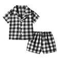 thumbnail image 1 of Girls Boys Summer Pajama Set Plaid Cute Peter Pan Collar, 1 of 3