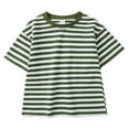 thumbnail image 1 of Girls Boys Summer Striped Short Sleeve T Shirts Color Block Trendy Crewneck Pullover Tops Casual Blouse Army Green Size 2-3T, 1 of 9