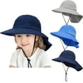 thumbnail image 1 of Girls Boys Sun Visor Hat Kids Beach Hat UPF 50+ Kids Summer Protective Cap Wide Brim Breathable Neck Cap/Dark Blue, 1 of 8
