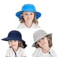 thumbnail image 1 of Girls Boys Sun Visor Hat Kids Beach Hat UPF 50+ Kids Summer Protective Cap Wide Brim Breathable Neck Cap/Royal Blue, 1 of 8