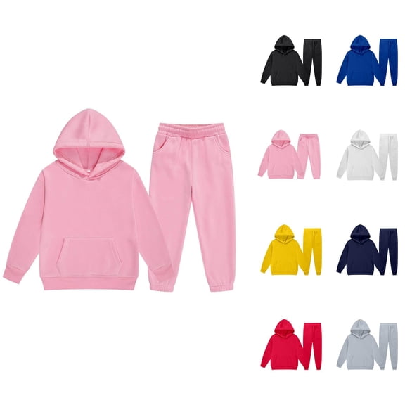 Girls Boys Sweat Set 2026 Basic Hoodie 2 Piece Matching Sweatsuit Boys Girls Jogging Suits