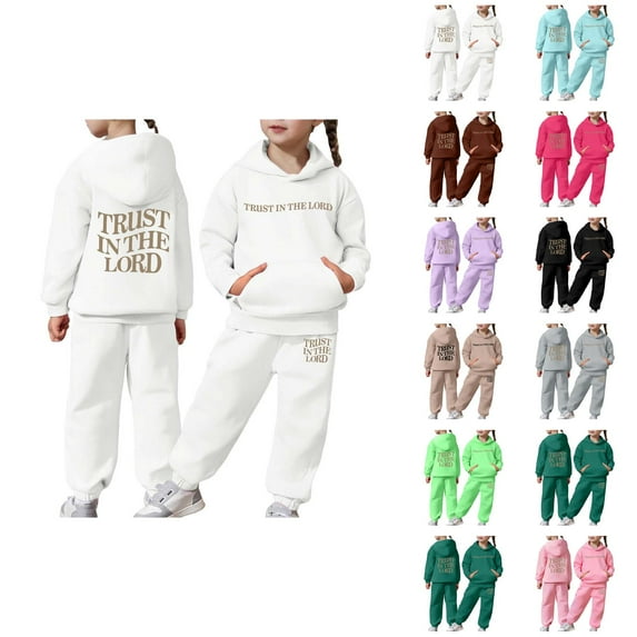 Girls Boys Sweat Set Christian Sweatshirt and Jogging Sweatpants 2 Piece Matching Set Boys Girls Activewear Sets